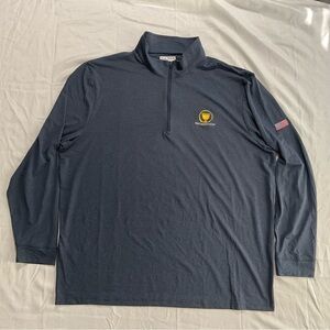 PGA Tour Mens 1/4 Zip Shirt Long Sleeve Presidents Cup Pullover Golf Navy XXL